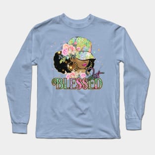 Just Blessed with Floral and Glitter Long Sleeve T-Shirt